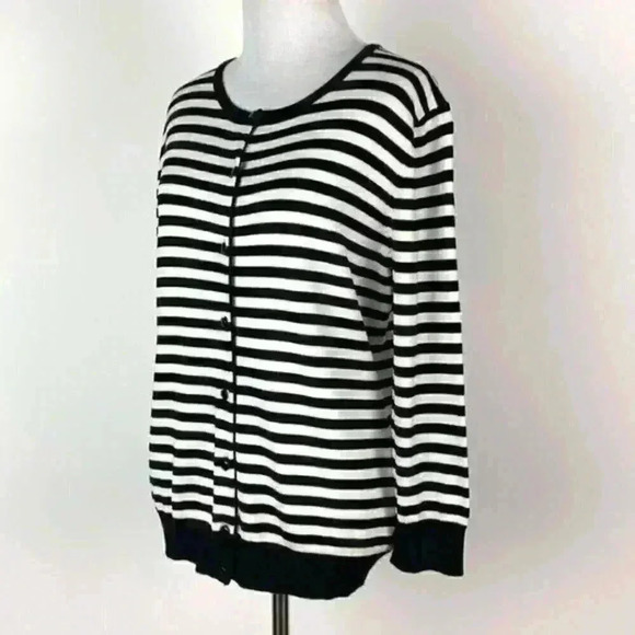 Cynthia Rowley sweater size M black white cardigan - Picture 6 of 8